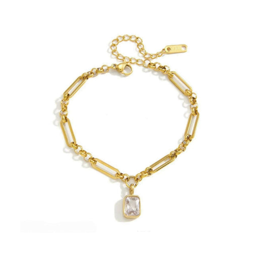 Solv Stainless Steel Gold Plated Mixed Link Bracelet