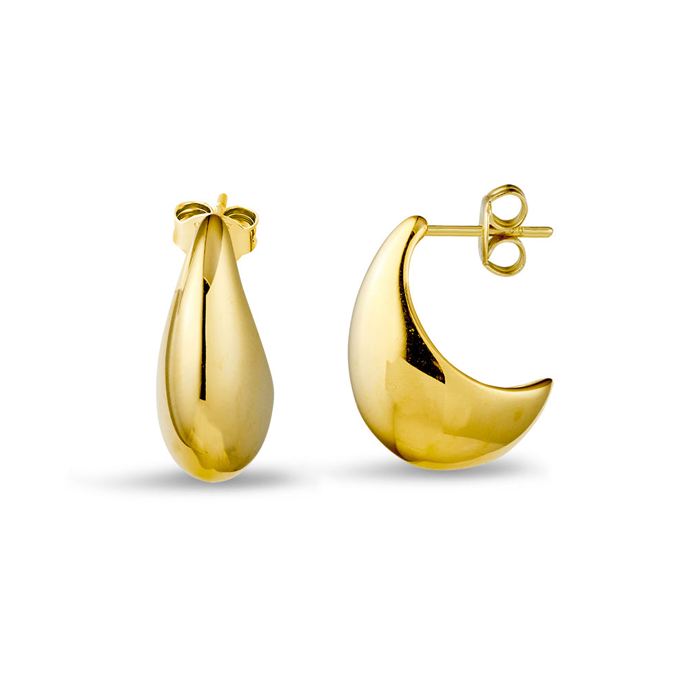 Solv Stainless Steel Gold Plated Tear Drop Stud Earrings