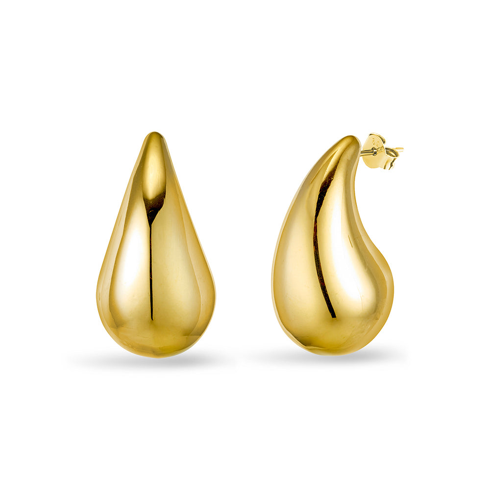 Solv Stainless Steel Gold Plated Tear Drop Stud Earrings