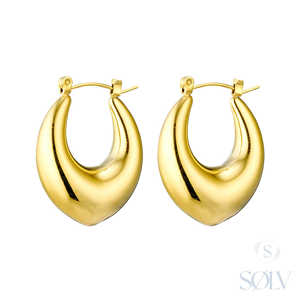 Solv Stainless Steel Gold Plated Tapered Hoop Earrings