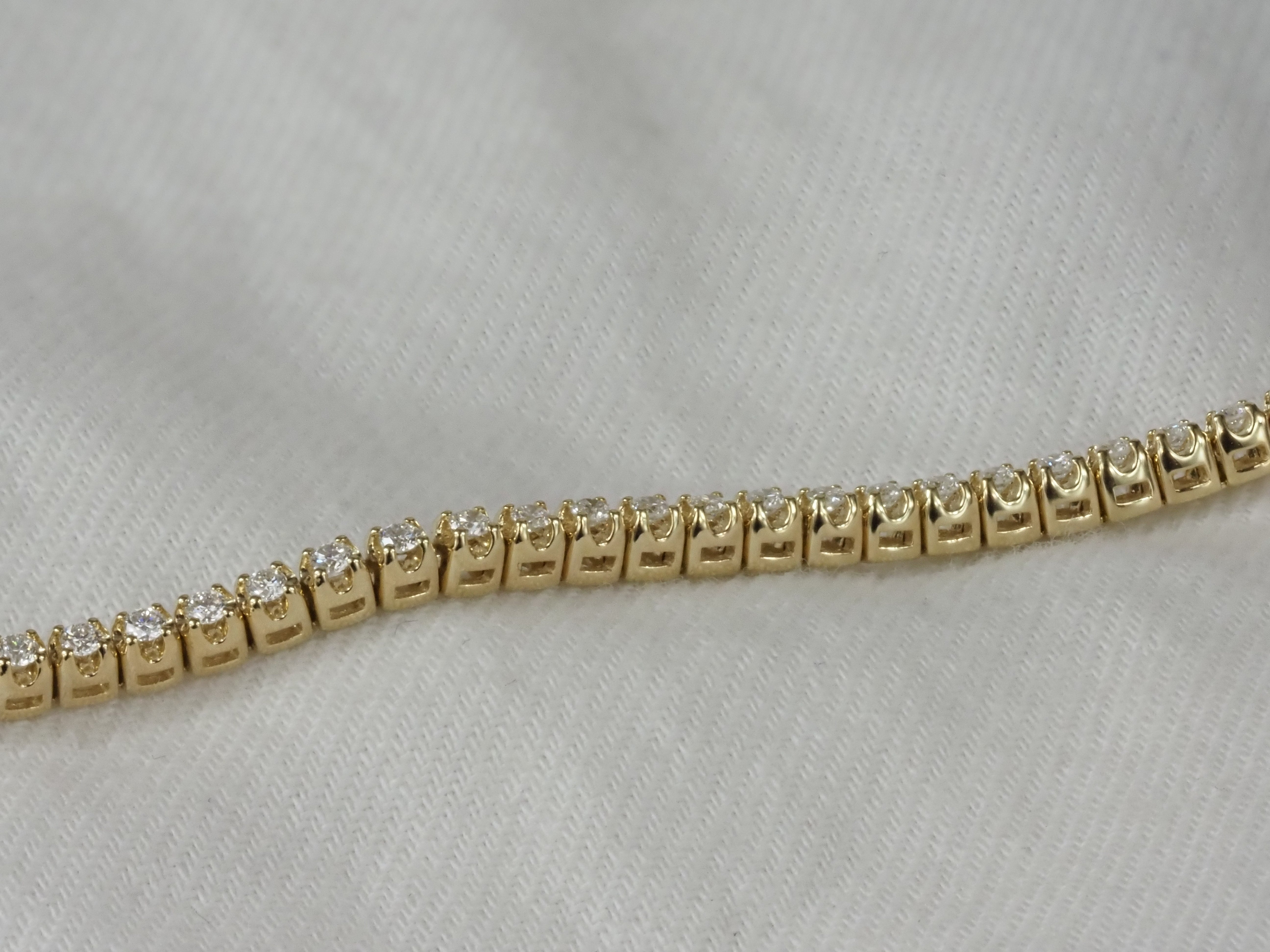 9ct Yellow Gold Natural Diamond Tennis Bracelet, 1ct Total