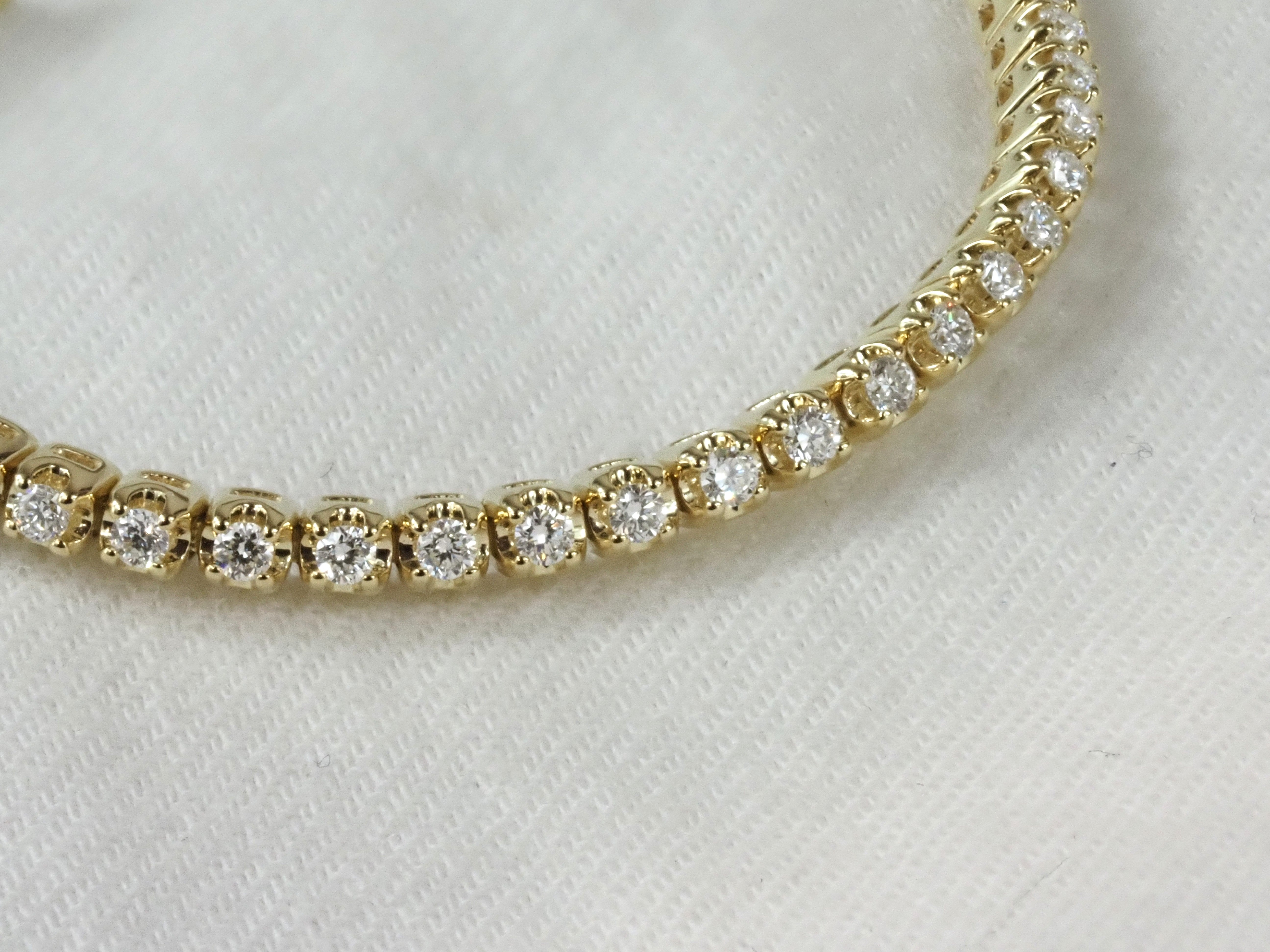 9ct Yellow Gold Natural Diamond Tennis Bracelet, 1ct Total