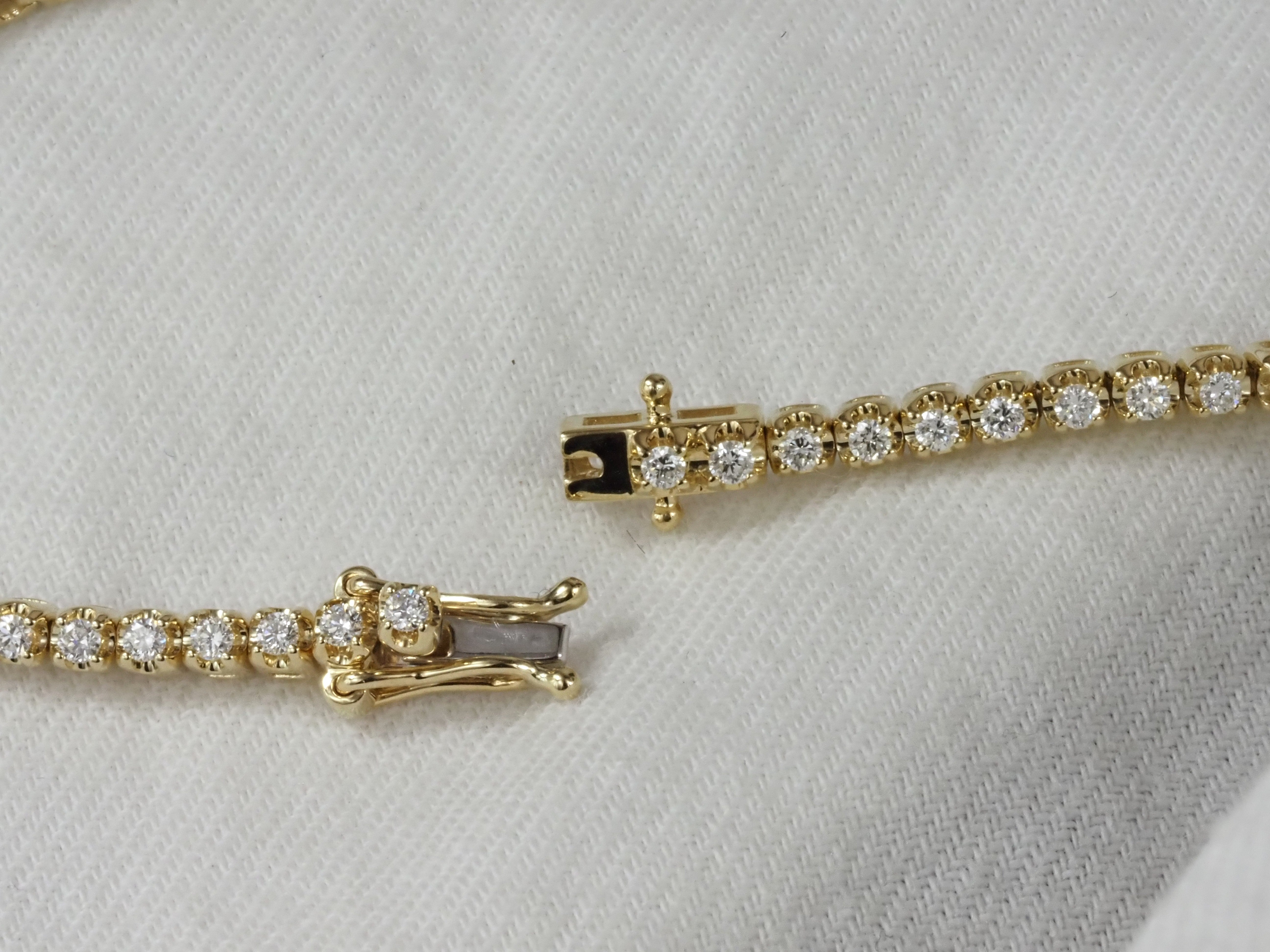 9ct Yellow Gold Natural Diamond Tennis Bracelet, 1ct Total