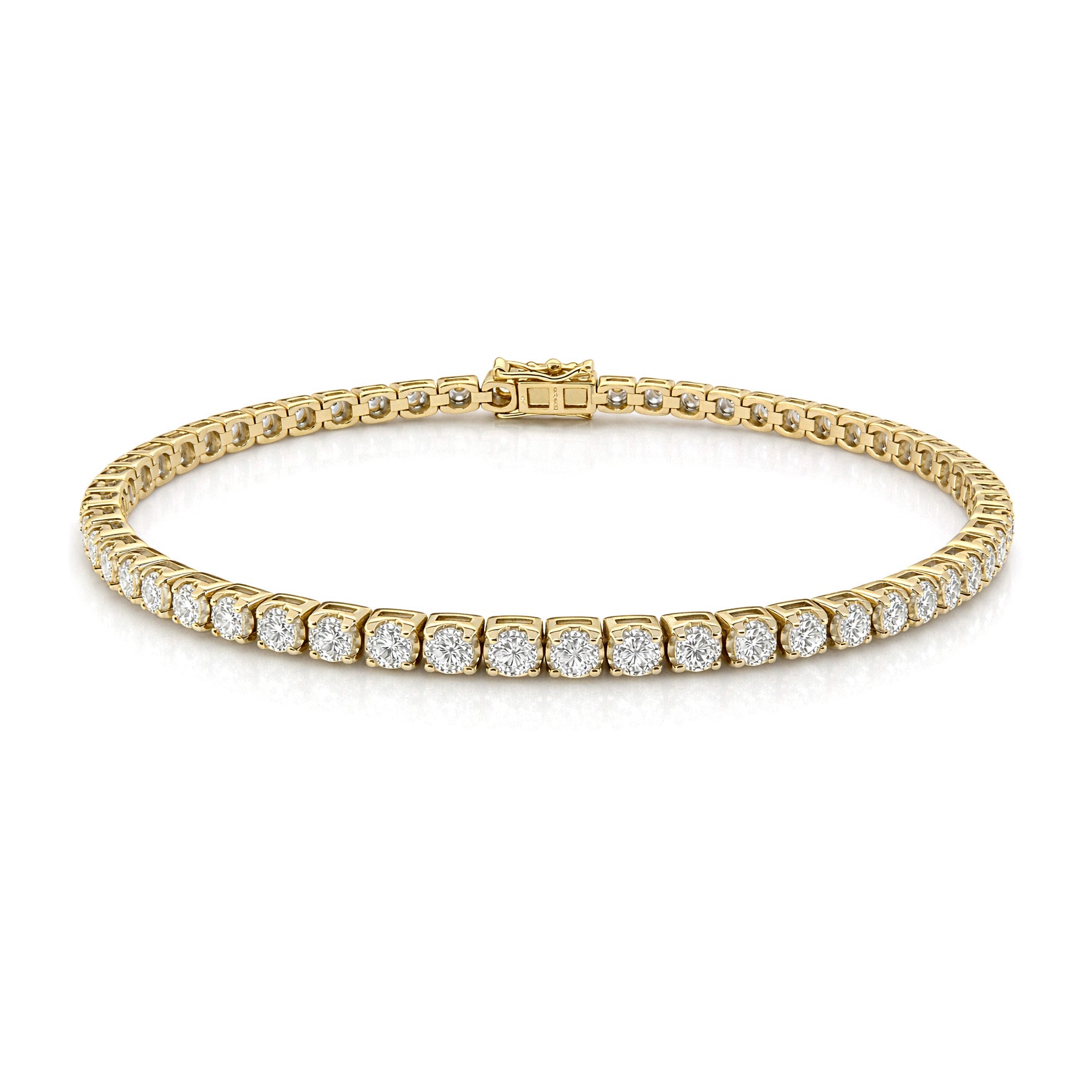 9ct Yellow Gold Lab-Grown Diamond Tennis Bracelet, 3ct Total
