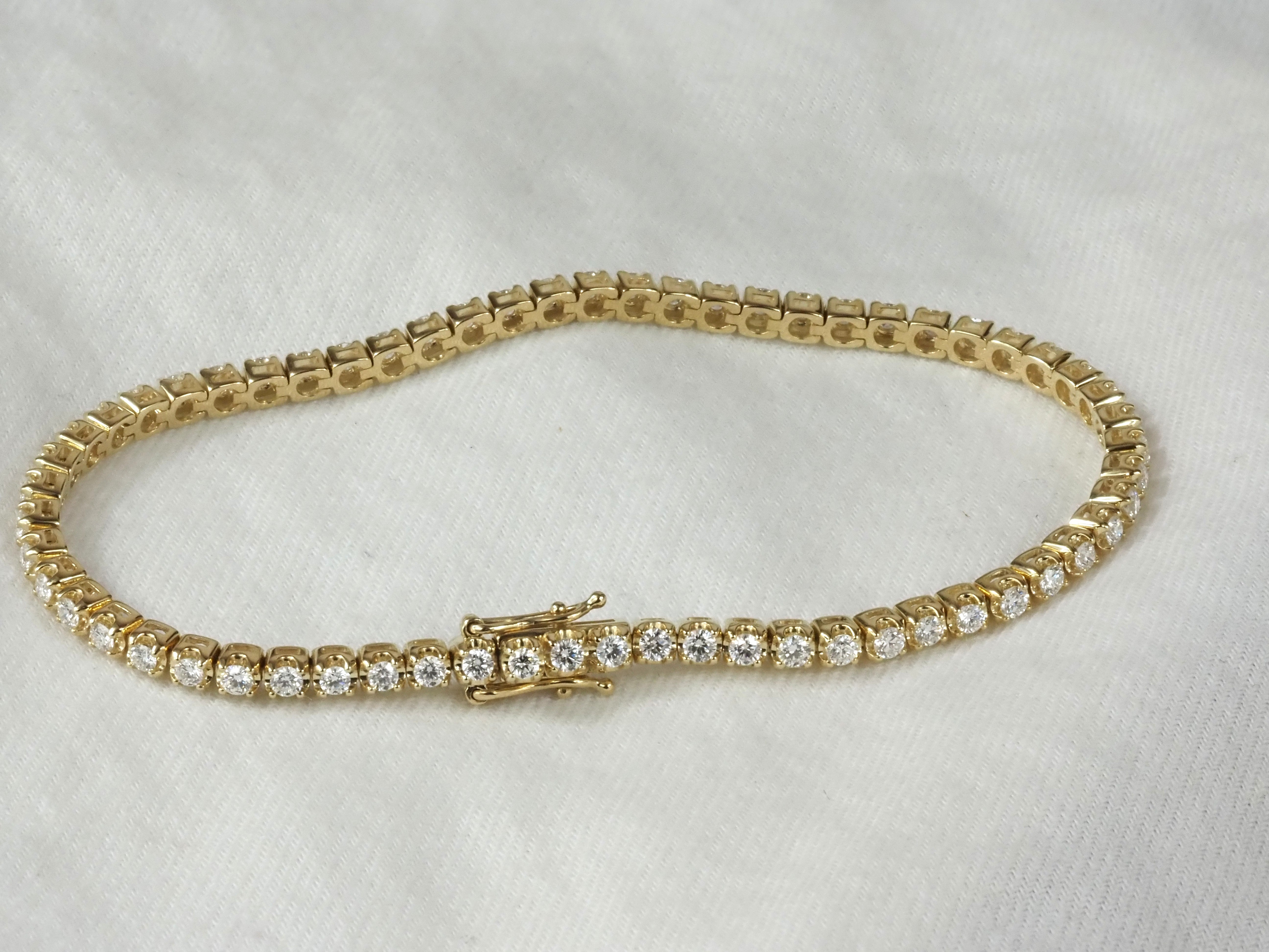 9ct Yellow Gold Natural Diamond Tennis Bracelet, 2ct Total
