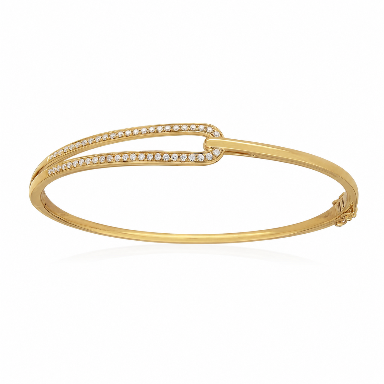 9ct Yellow Gold Round Brilliant Cut Diamond Bangle, 0.26ct Total