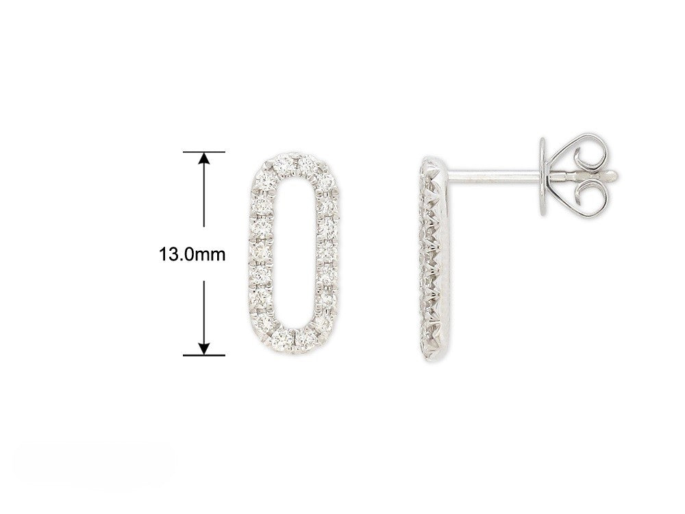 9ct White Gold Diamond Stud Drop Earrings, 0.34ct Total