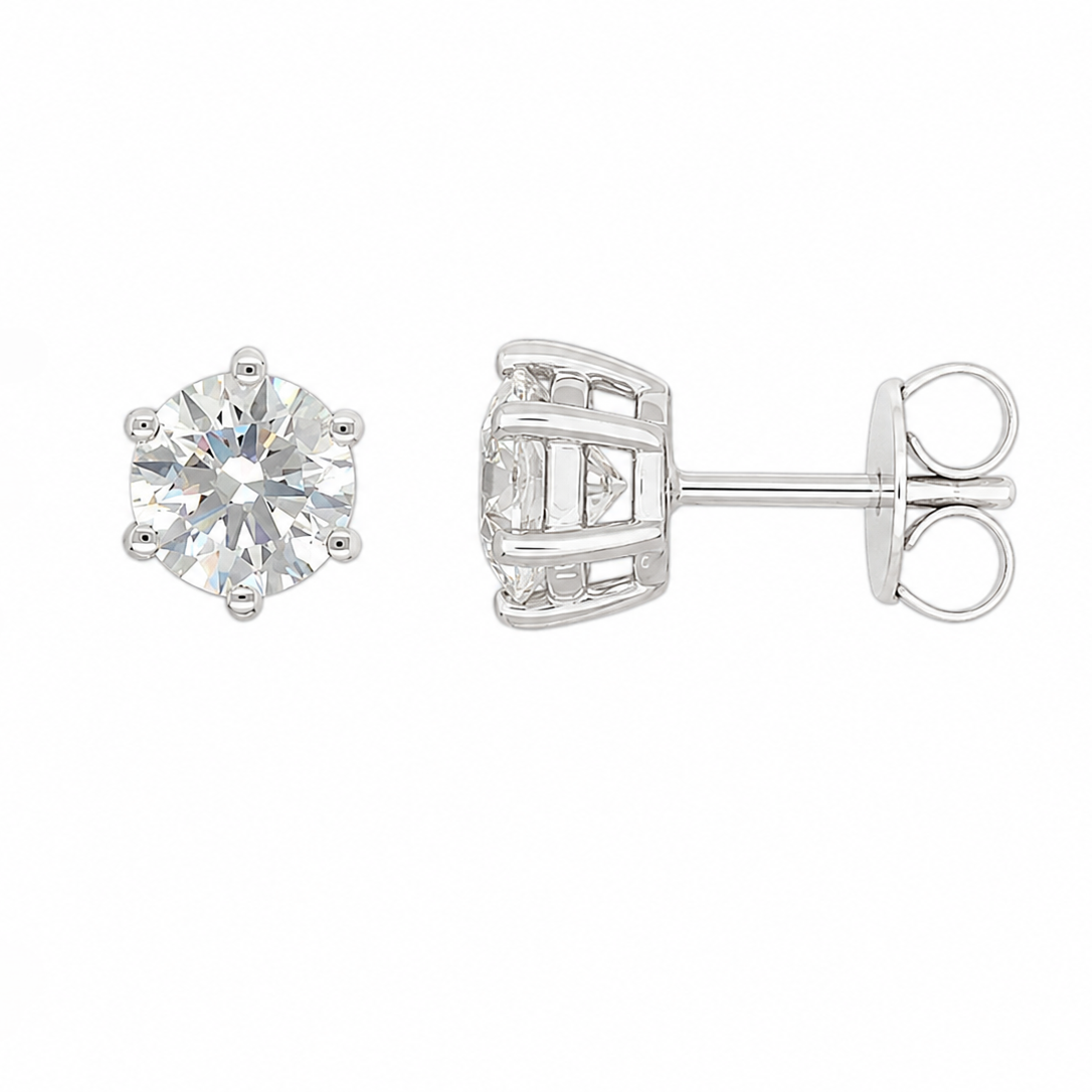 9ct White Gold Lab-Grown Diamond Stud Earrings, 1.53ct Total