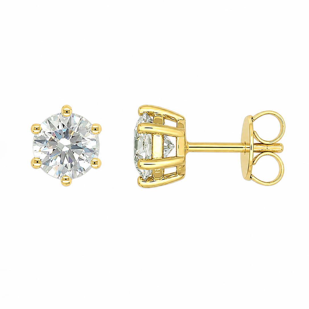 9ct Yellow Gold Lab-Grown Diamond Stud Earrings,