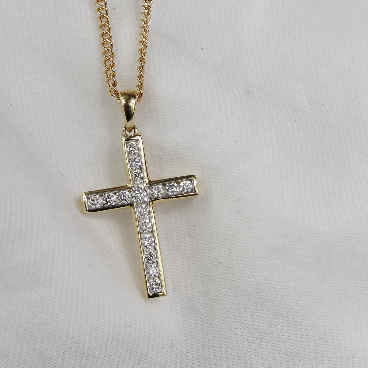 9ct Yellow Gold Diamond Cross Pendant, 0.51ct