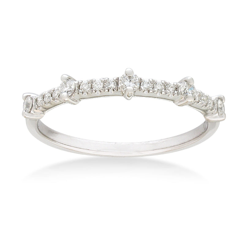 9ct White Gold Diamond claw set stacker ring