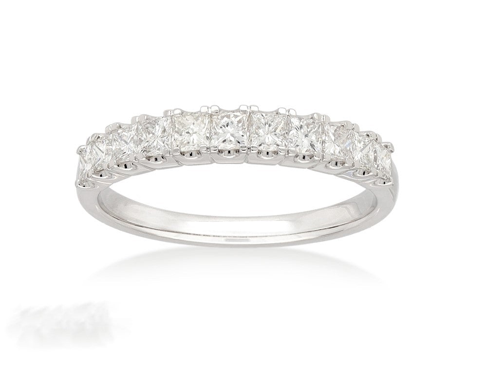 18ct White gold Princess cut Diamond Band, 0.76ct total