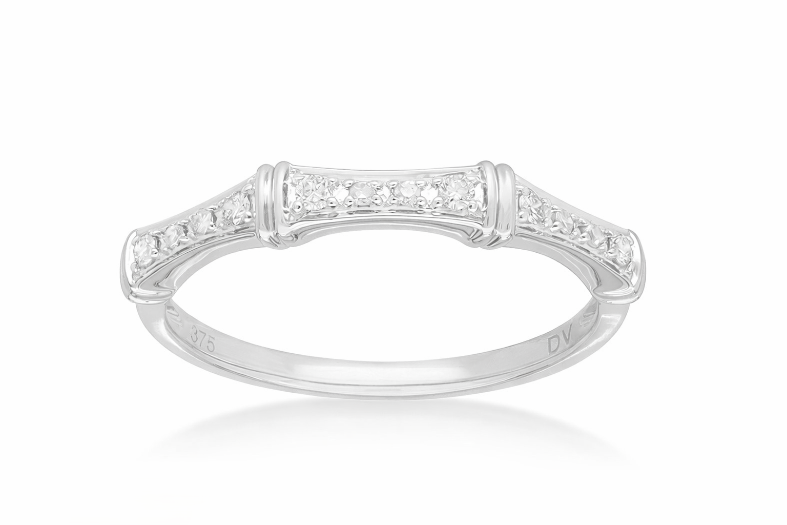 9ct White Gold Round Brilliant Cut Diamond Ring, 0.10ct Total