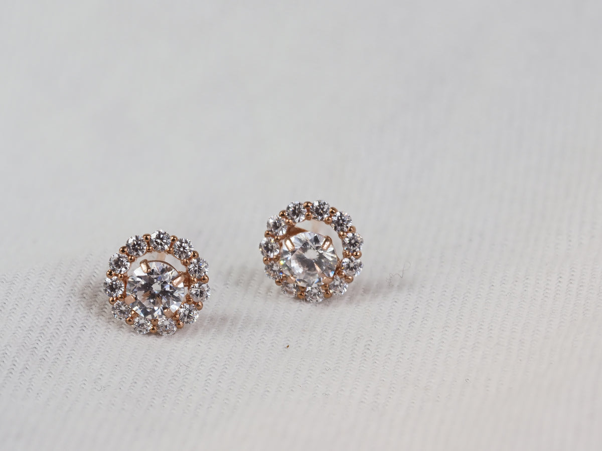 9ct Rose Gold Cubic Zirconia Stud Earrings