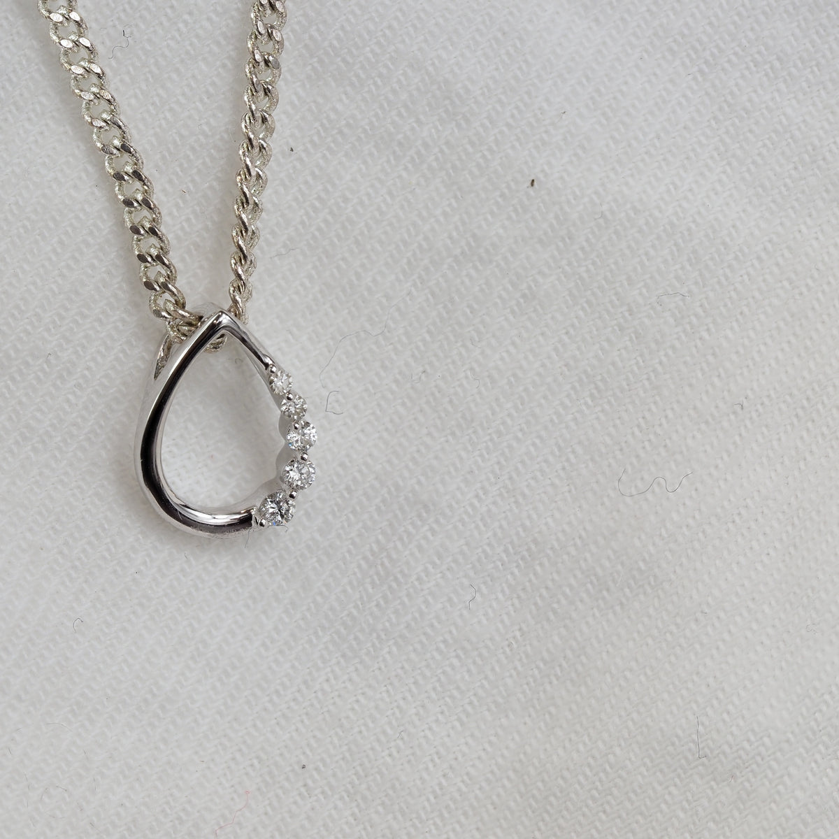 9ct White Gold Diamond Pear Shaped Pendant