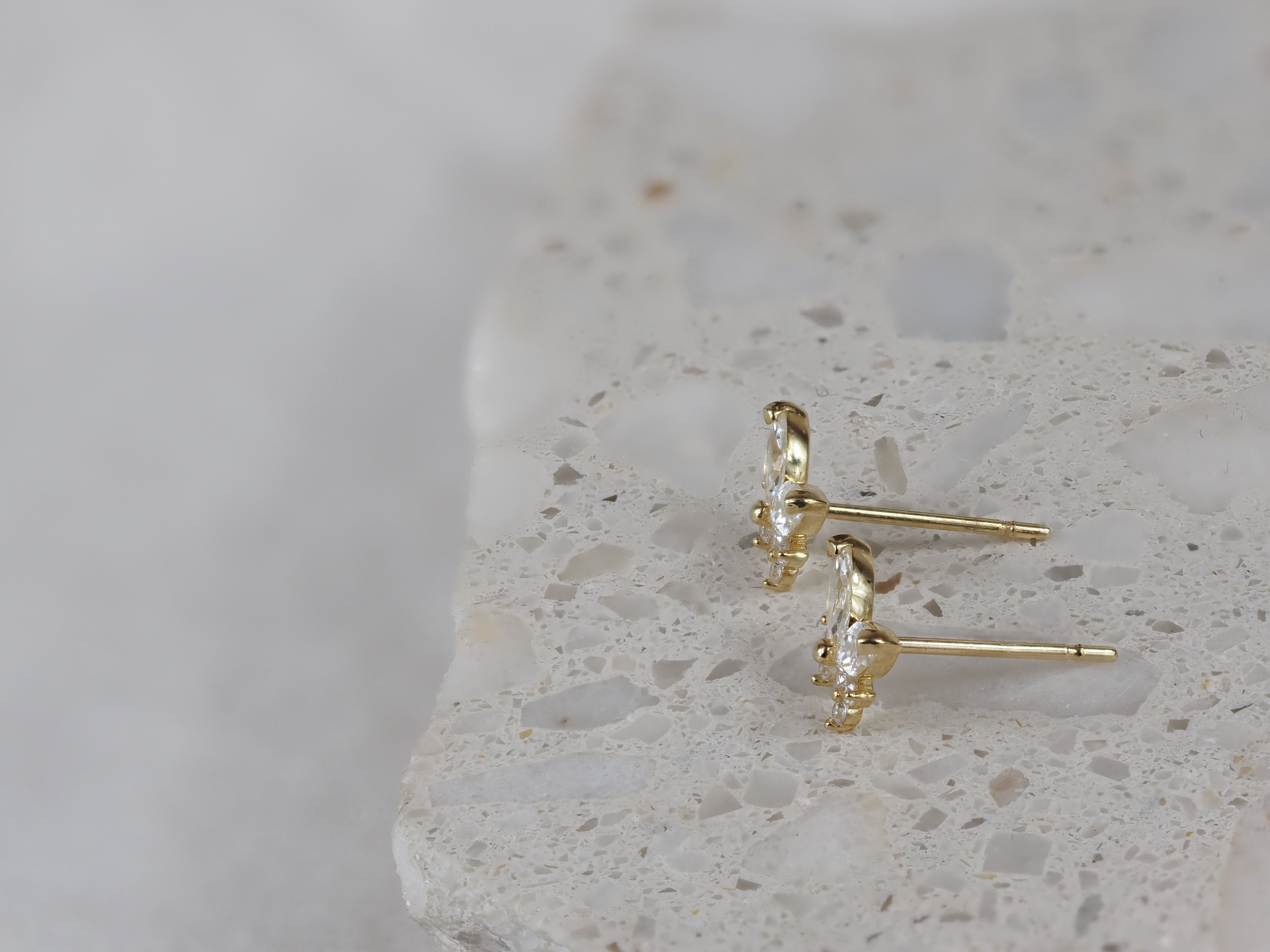 9ct Yellow Gold Cubic Zirconia Butterfly Stud Earrings