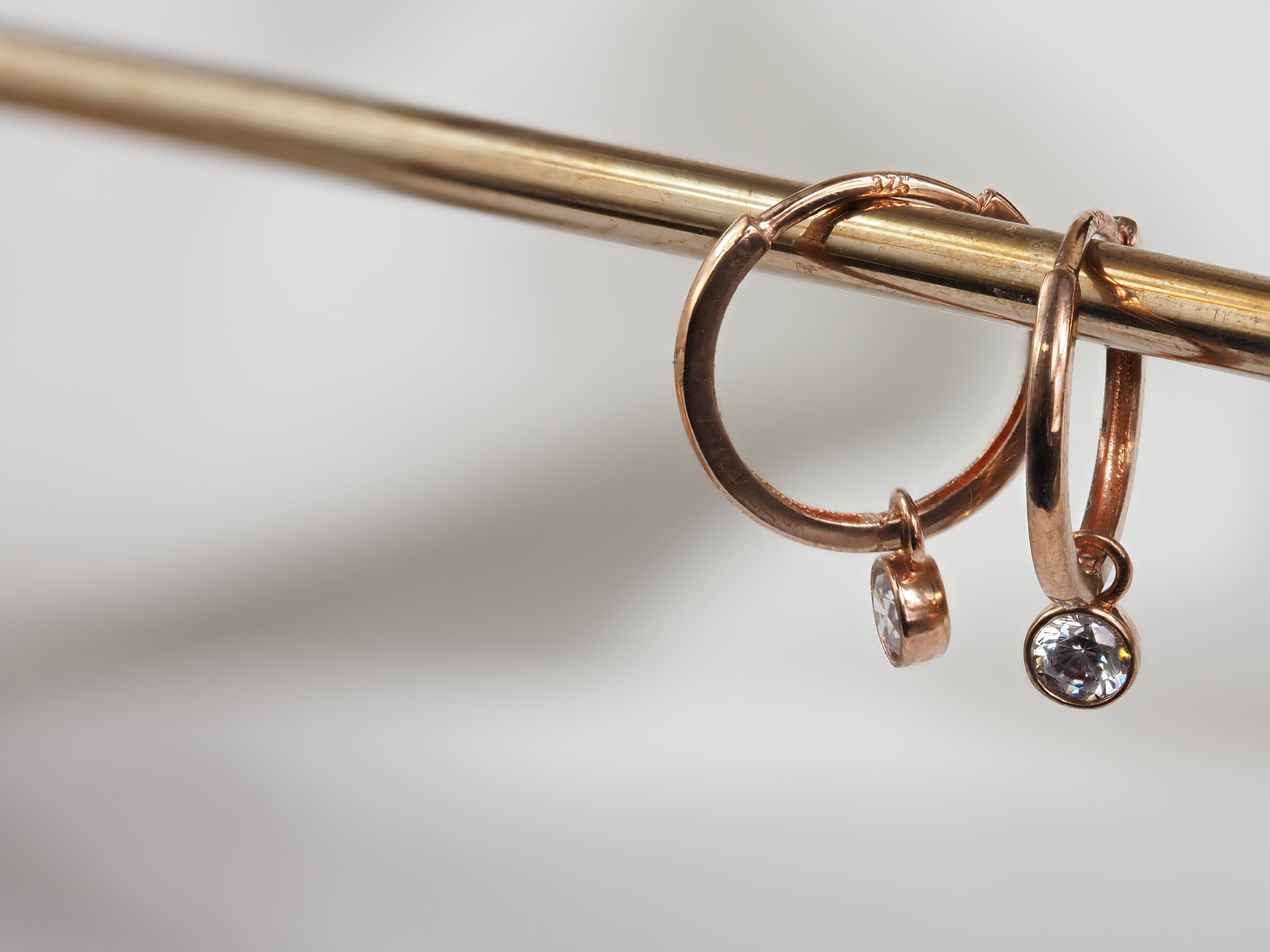 9ct Rose Gold Cubic Zirconia Dangle Huggie Earring