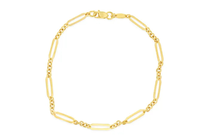 9ct Yellow Gold Flat fancy link bracelet