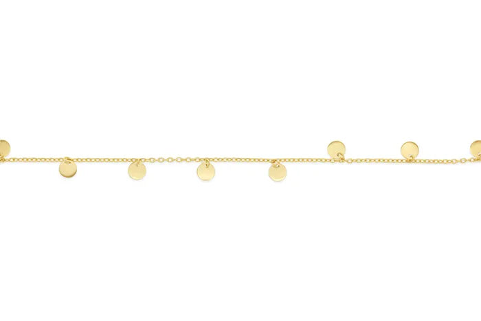 9ct Yellow Gold Hanging disc bracelet