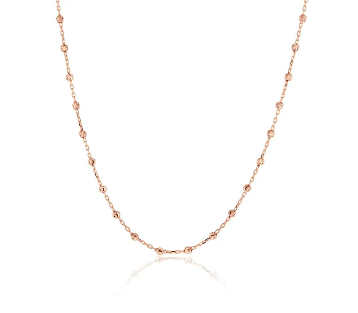 9ct Rose Gold Diamond cut ball chain, 45cm