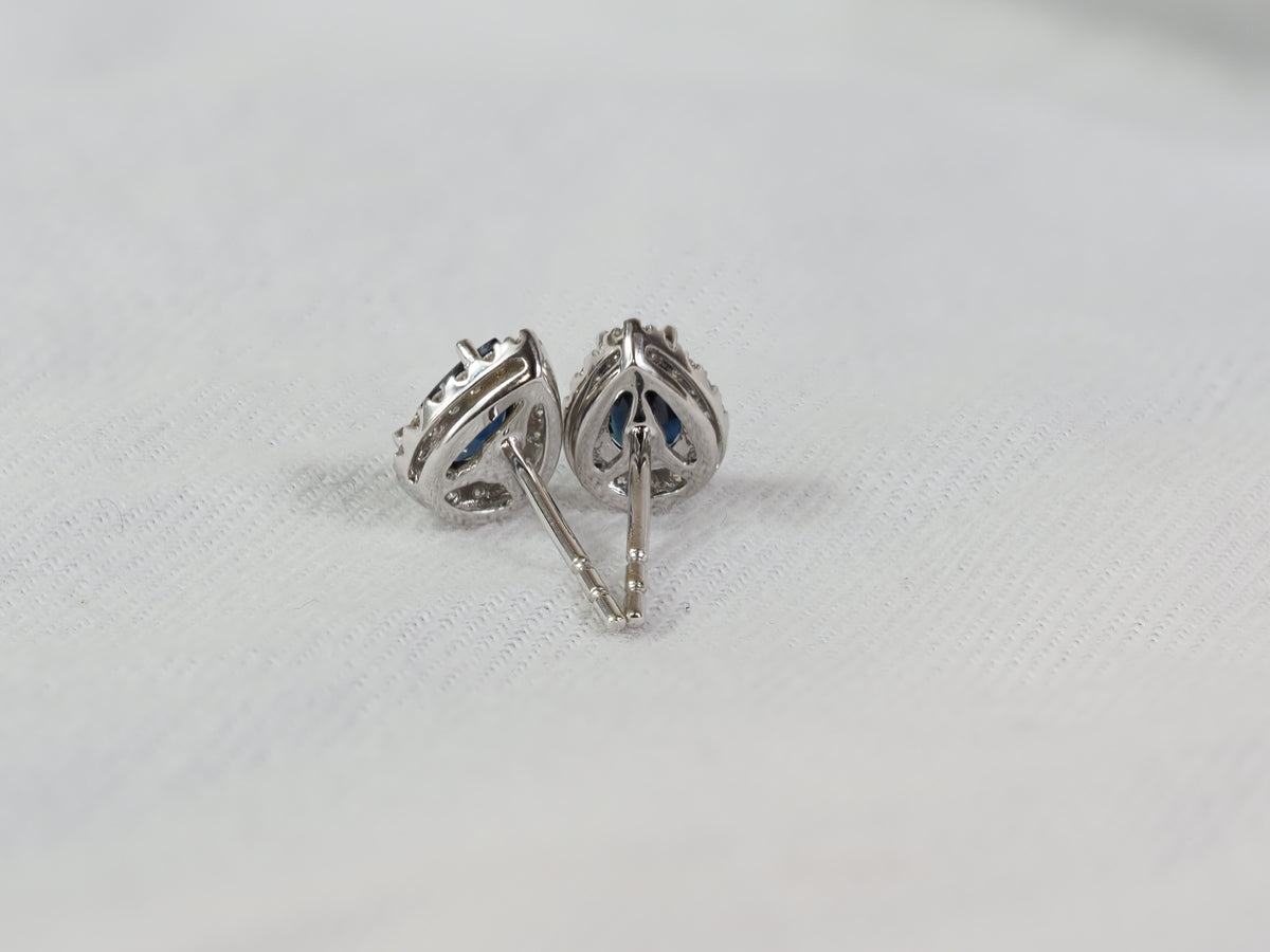9ct White Gold Sapphire and Diamond stud earrings