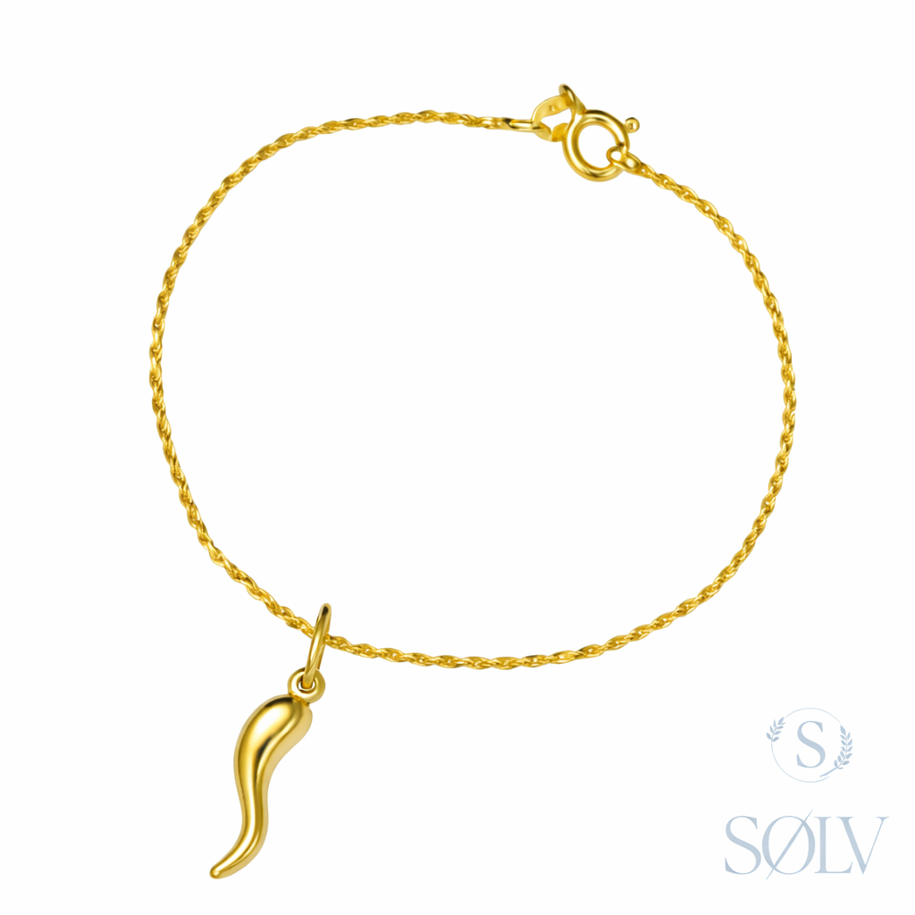 Solv Sterling Silver Gold Plated Cornicello Bracelet