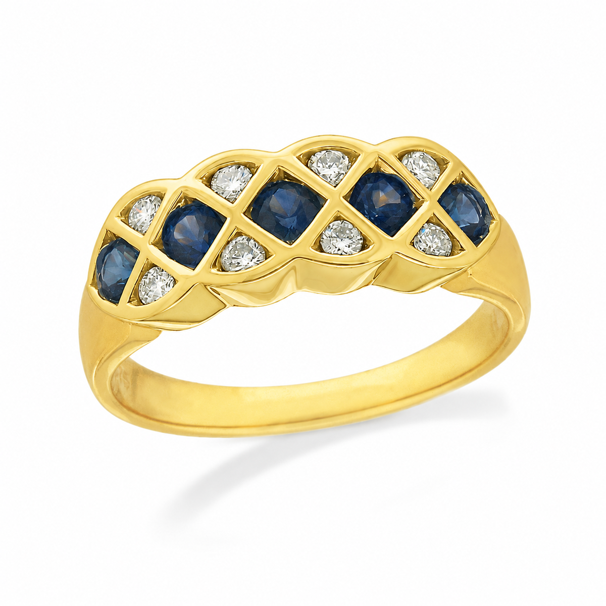 9ct Yellow Gold Sapphire and Diamond Ring