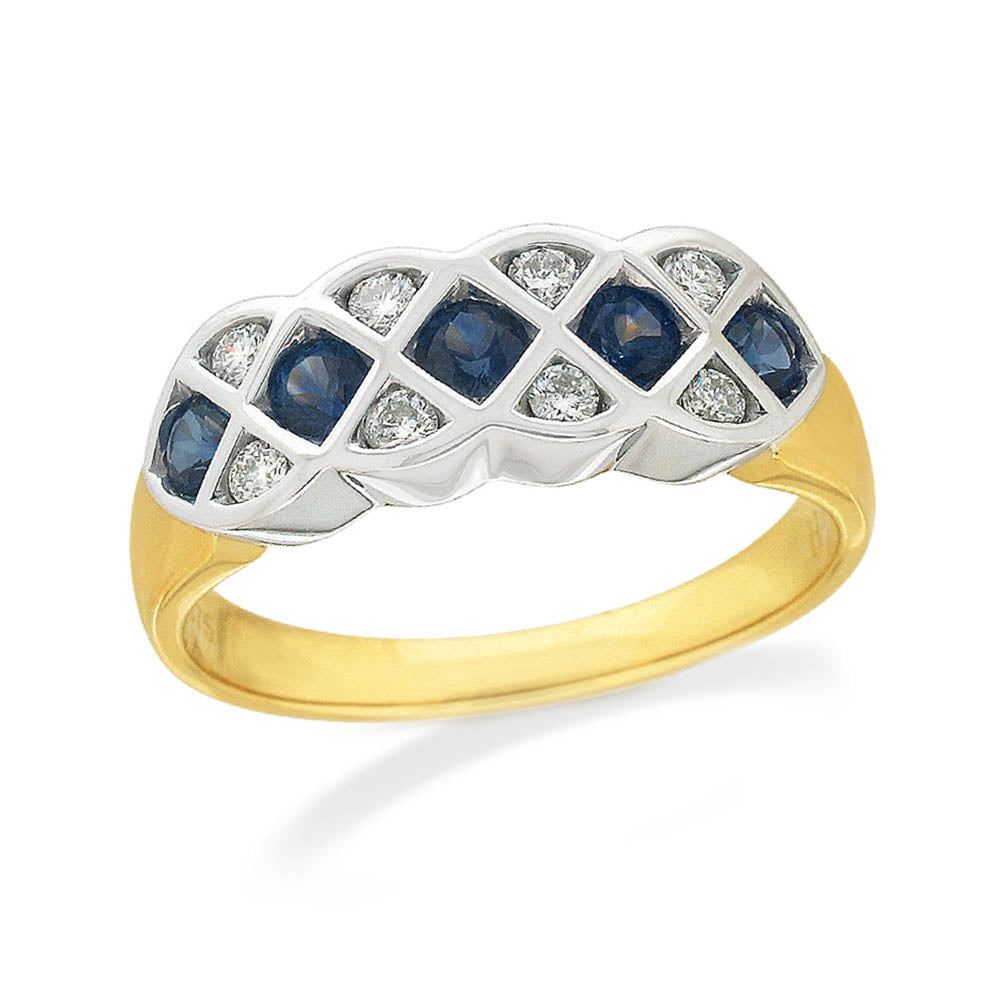 9ct Yellow and White Gold Sapphire and Diamond Ring