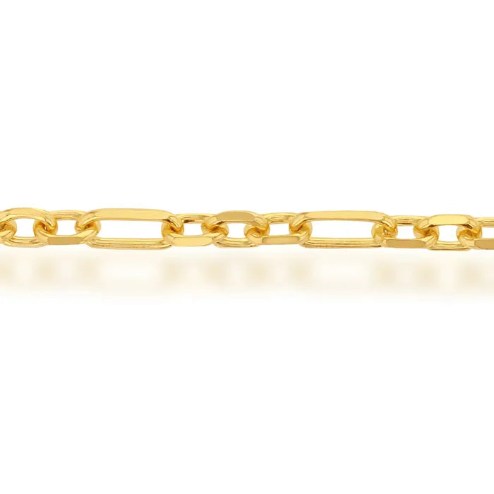 9ct Yellow Gold Diamond cut 3 to 1 Cable chain, 45cm