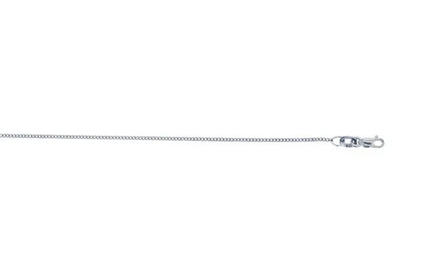 9ct White Gold Diamond Cut Curb Chain, 1mm, 50cm