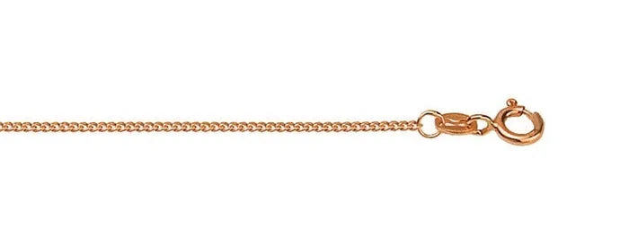 9ct Rose Gold Diamond Cut Curb Chain, 1.2mm, 55cm