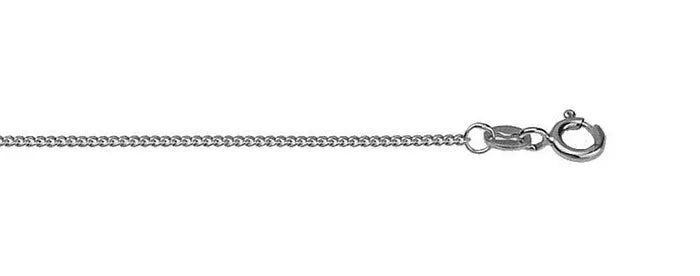 9ct White Gold Diamond Cut Curb Chain, 1.2mm, 45cm