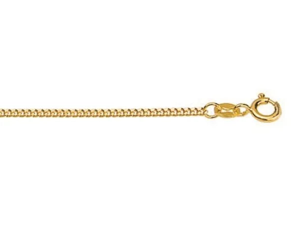9ct Yellow Gold Diamond Cut Curb Chain, 1.6mm, 50cm