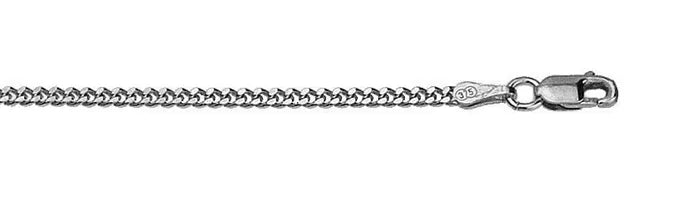 9ct White Gold Diamond cut curb chain, 45cm