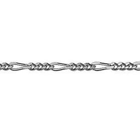 9ct White Gold Diamond cut Figaro chain, 45cm