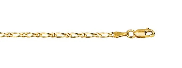 9ct Yellow Gold Diamond cut figaro chain, 55cm