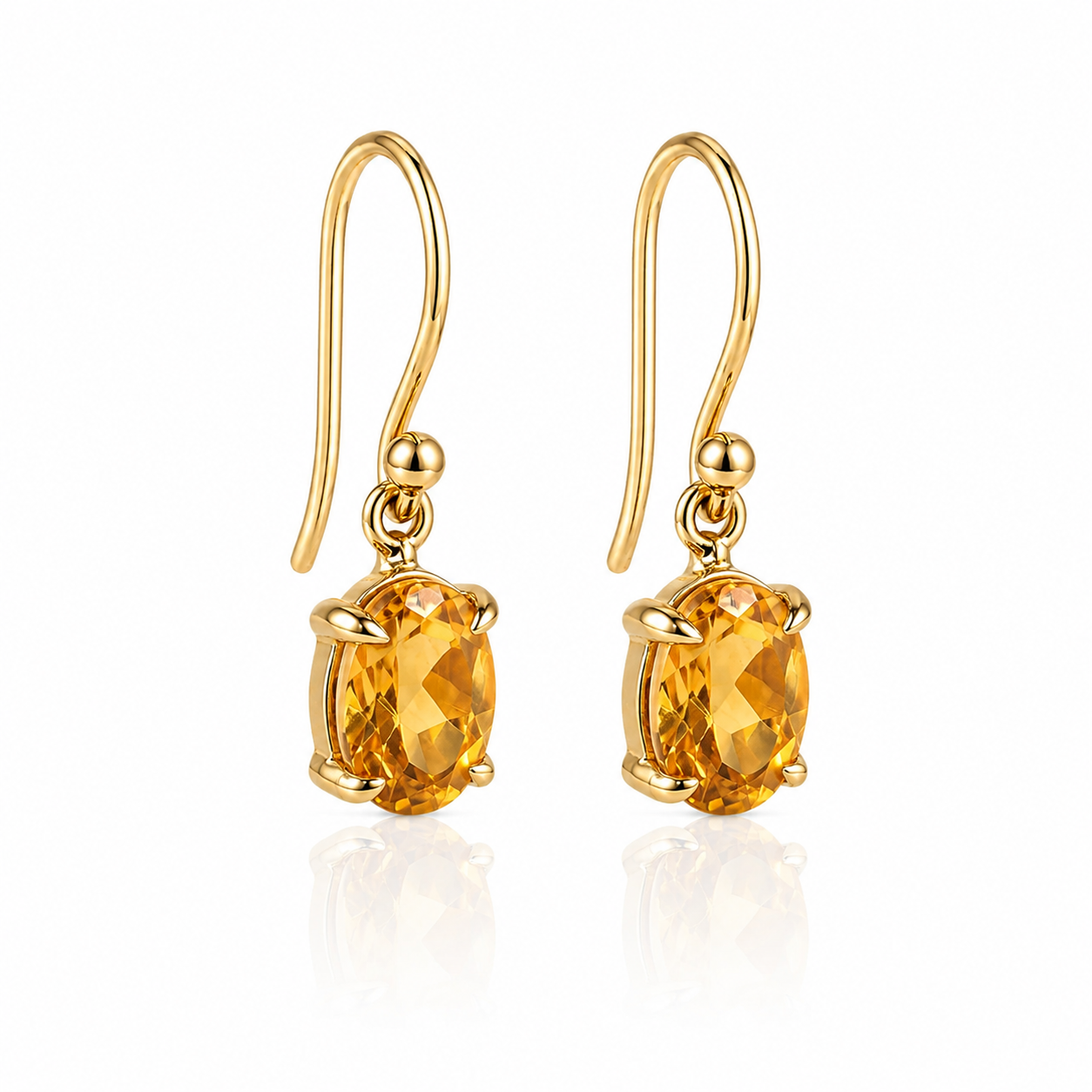 9ct Yellow Gold Citrine Shepard Hook Earrings