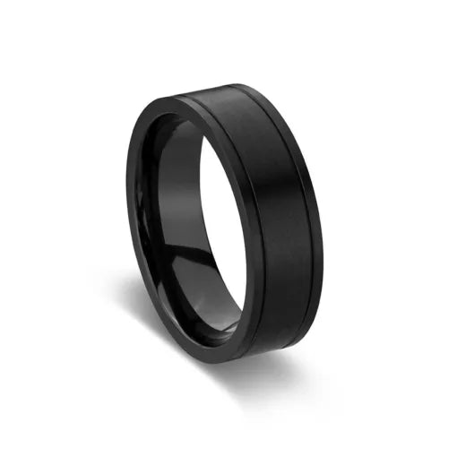 Zirconium Ring with a Plated Black Finish, size 9