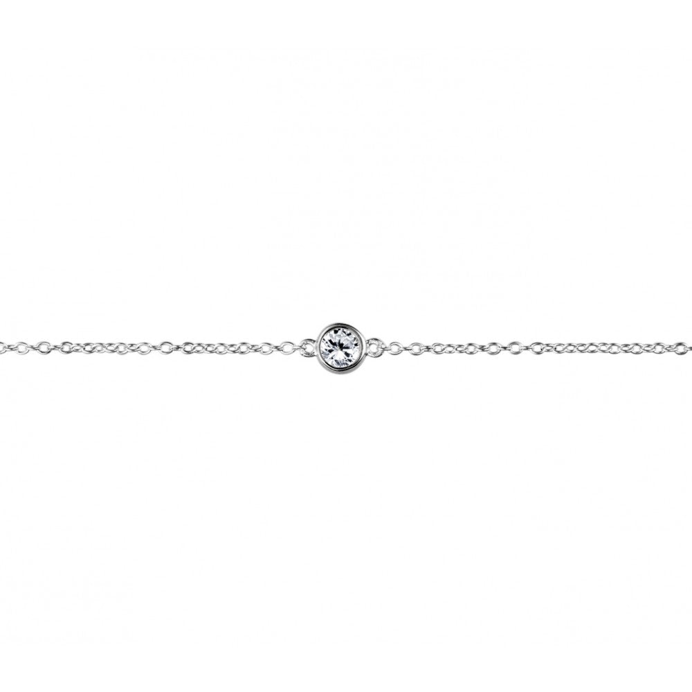 Sterling Silver Bracelet with Cubic Zirconia, 18.5cm