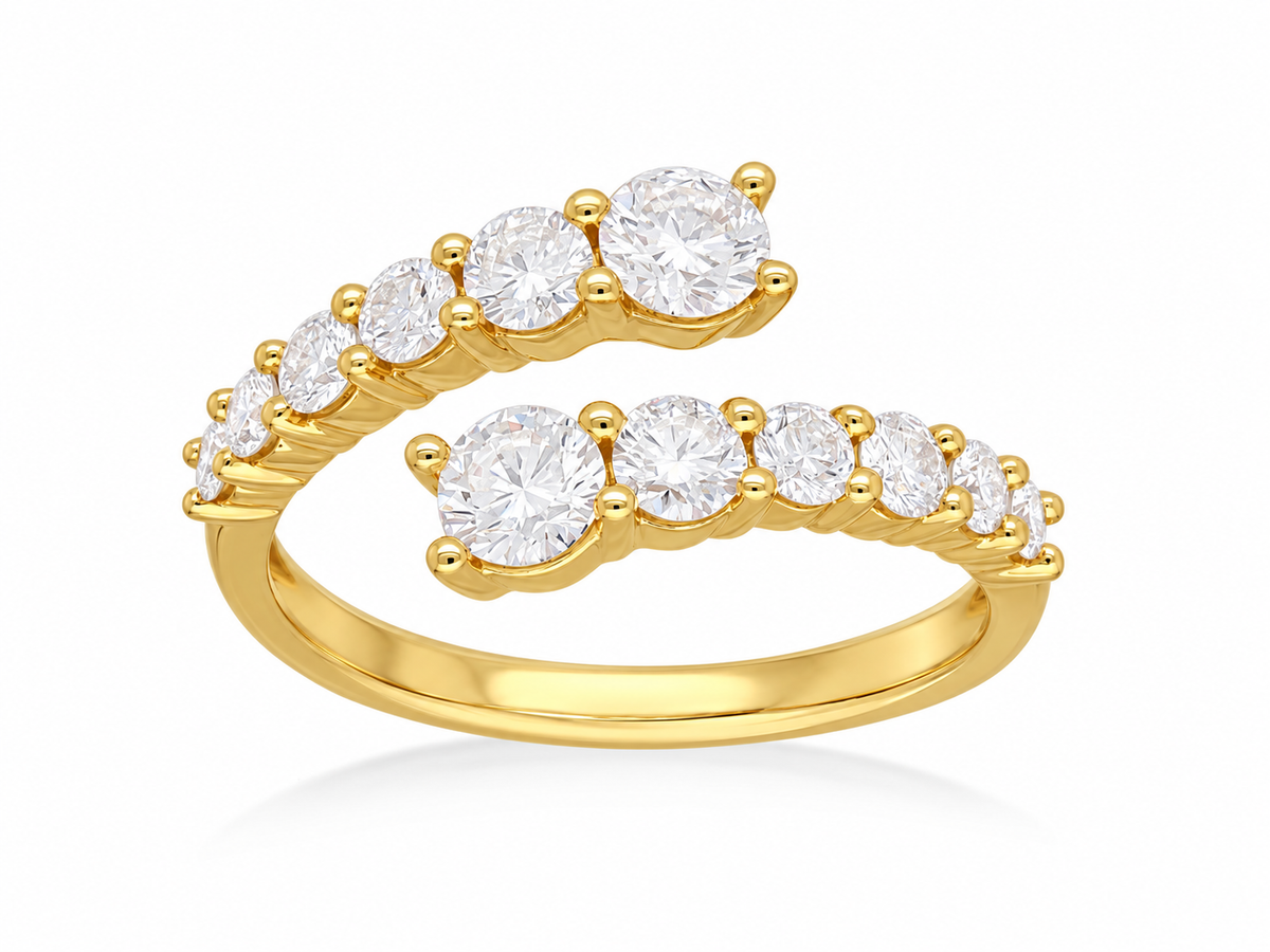 9ct Yellow Gold Lab-Grown Diamond Ring, 0.98ct Total