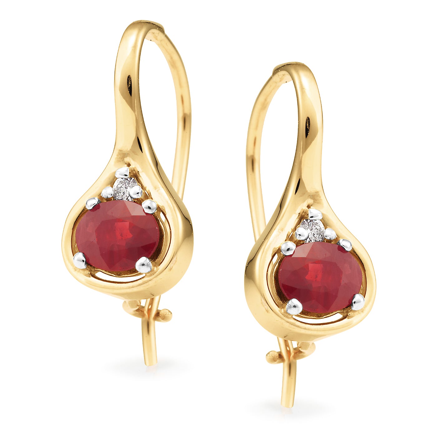 9ct Yellow Gold Ruby and Diamond earrings