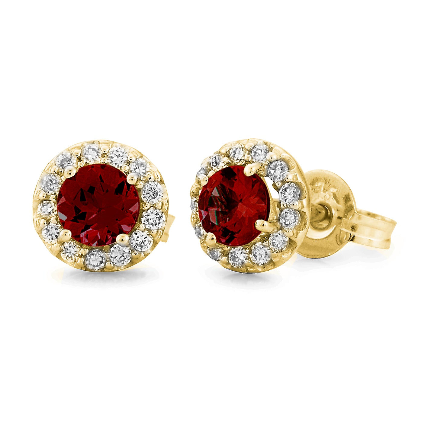 9ct Yellow Gold Ruby and Diamond Stud Earrings