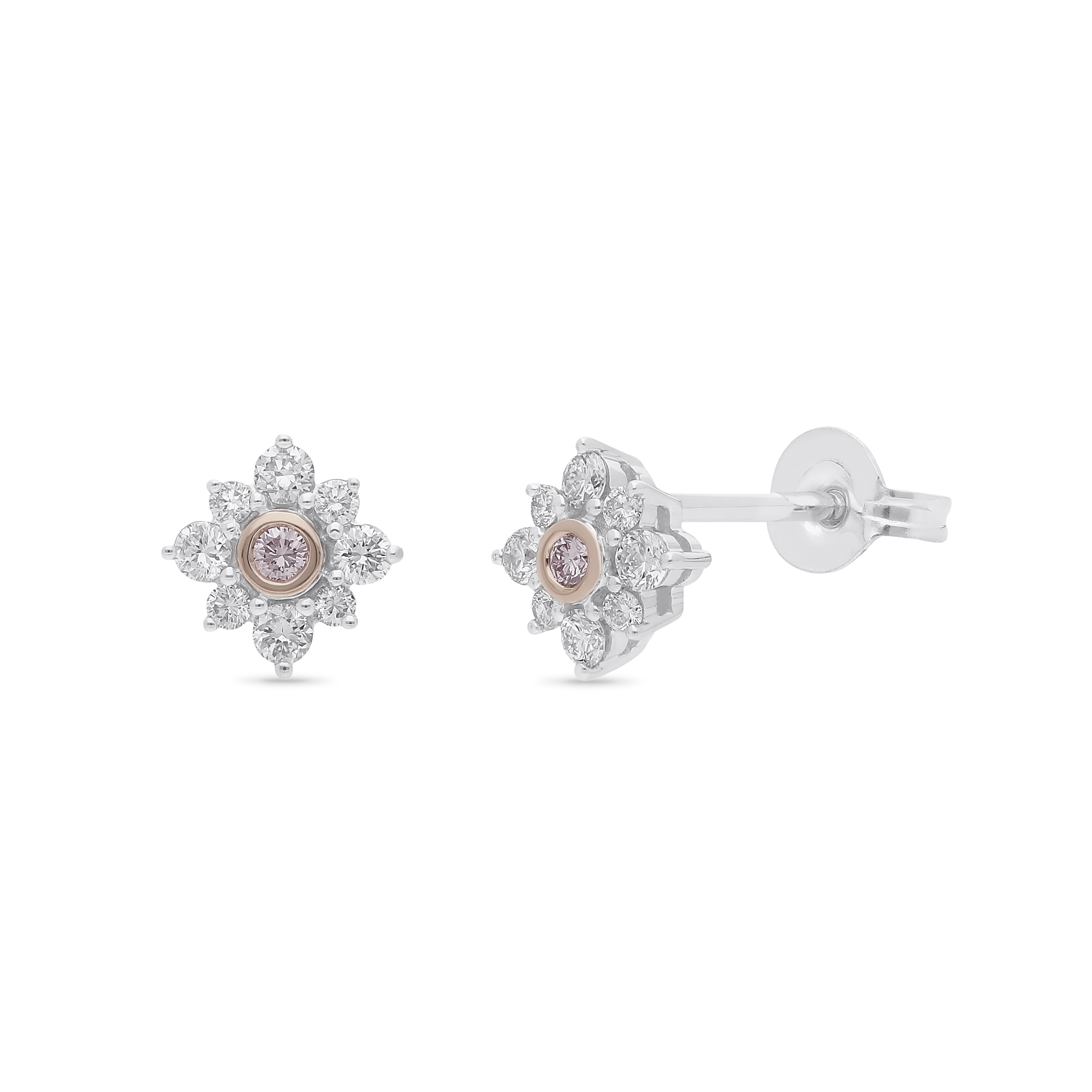 9ct Rose and White Gold 'Pink Caviar' Argyle Diamond Stud Earrings