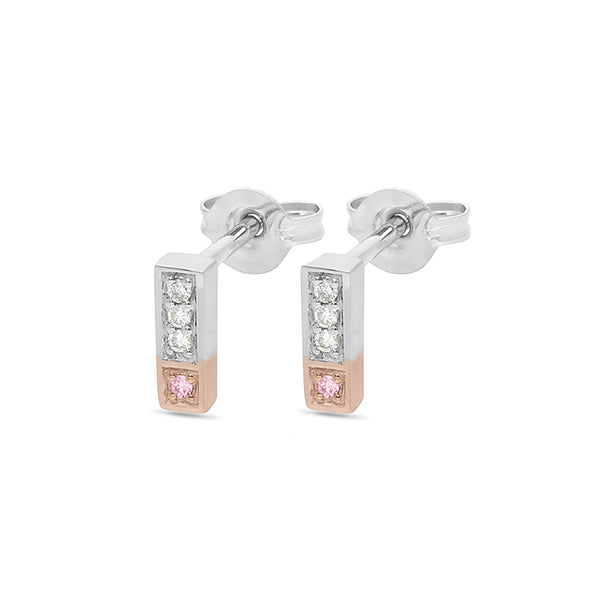 9ct Rose and White Gold 'Pink Caviar' Argyle Diamond stud earrings, 0.05ct total