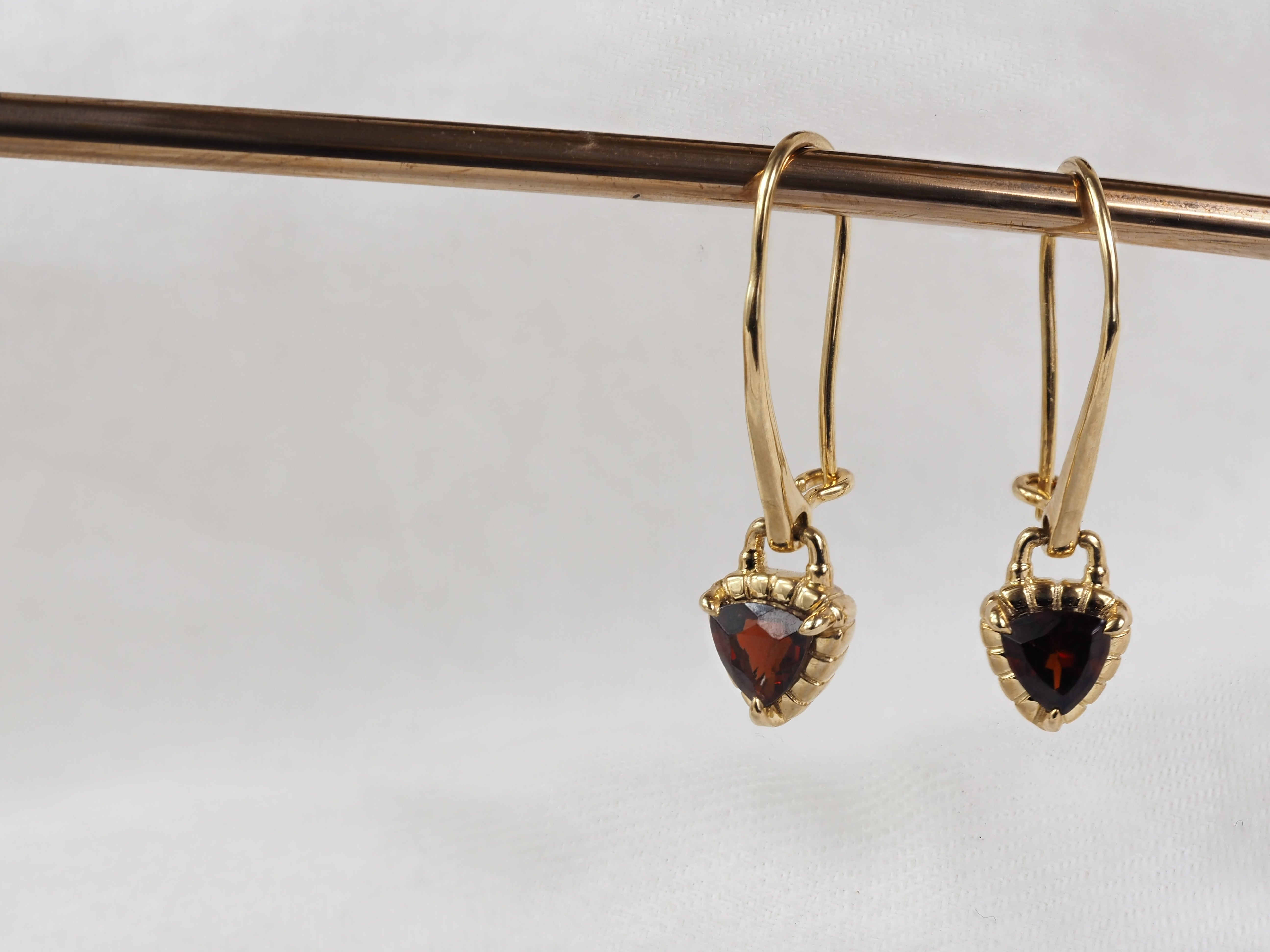 9ct Yellow Gold Garnet Shepherd Hook Earrings