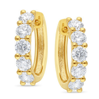 9ct Yellow Gold Lab-Grown Diamond Huggie Earrings, 2.00ct total