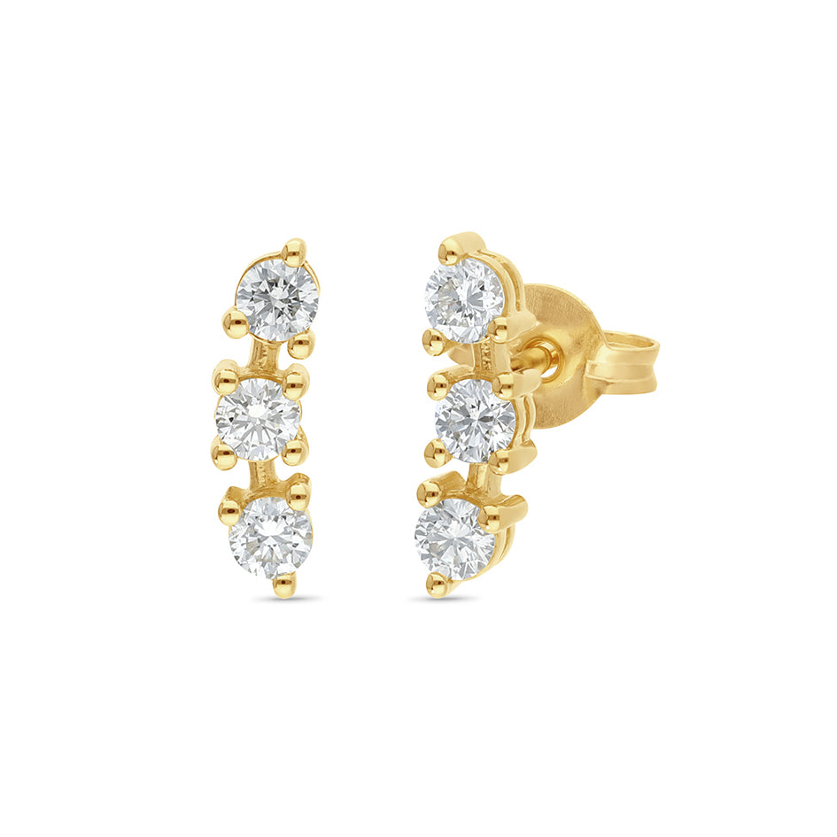 9ct Yellow Gold diamond bar studs, 0.35 carats.