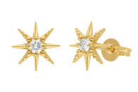 9ct Yellow Gold Diamond Star Stud Earrings