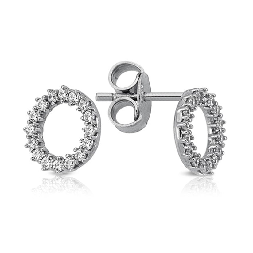 9ct White Gold Open Circle Stud Earrings