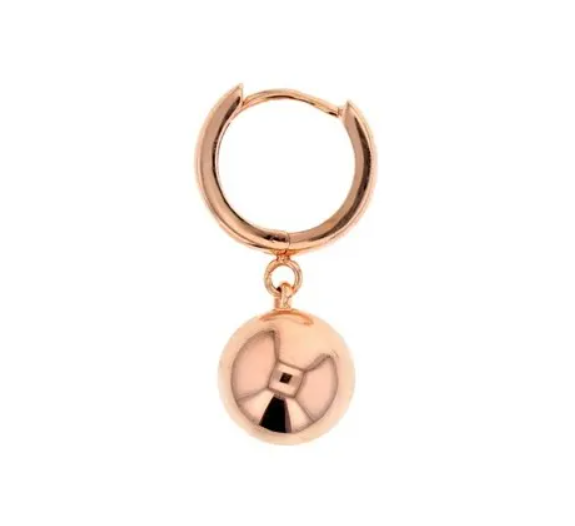 9ct Rose Gold Euro ball Huggie drop earrings